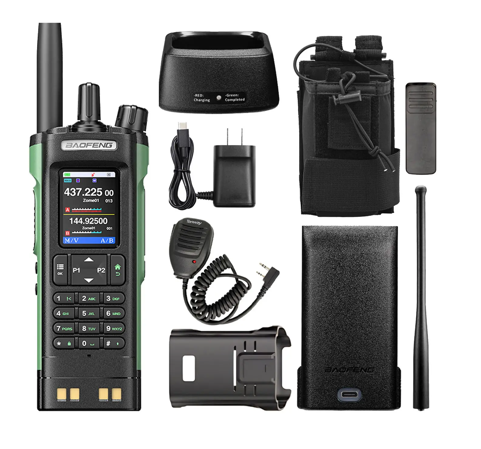 Baofeng DM32UV DMR Handheld 2-Way Radio - 10W Unisex Digital Long-Range Walkie Talkie Complete Set with GPS, APRS, NOAA, Auxiliary Audio, Plastic Case, Alarm, Not Water Resistant for Adults