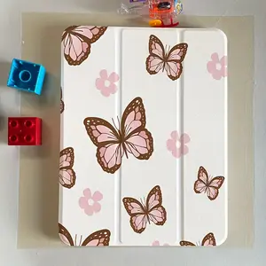 Cute butterfly pattern, with adjustable stand and pen slot, foldable anti-slip TPU protective case, suitable for Samsung, iPad mini, iPad Air, iPad Pro/iPad 10th generation, 11th generation and other iPad series protective cases.