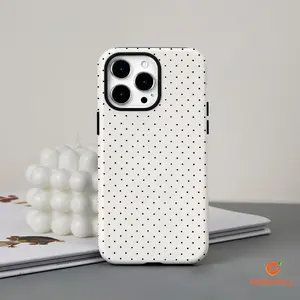 The Black And White Dotted 2-In-1 Detachable Phone Case for Iphone 16/15/14/13/12/11 Pro Max Plus Features a Stylish Hard Shell with Trendy Designs And a Complete Hole Layout, Making It Perfect for Gifts. Compatible with Samsung Galaxy S25