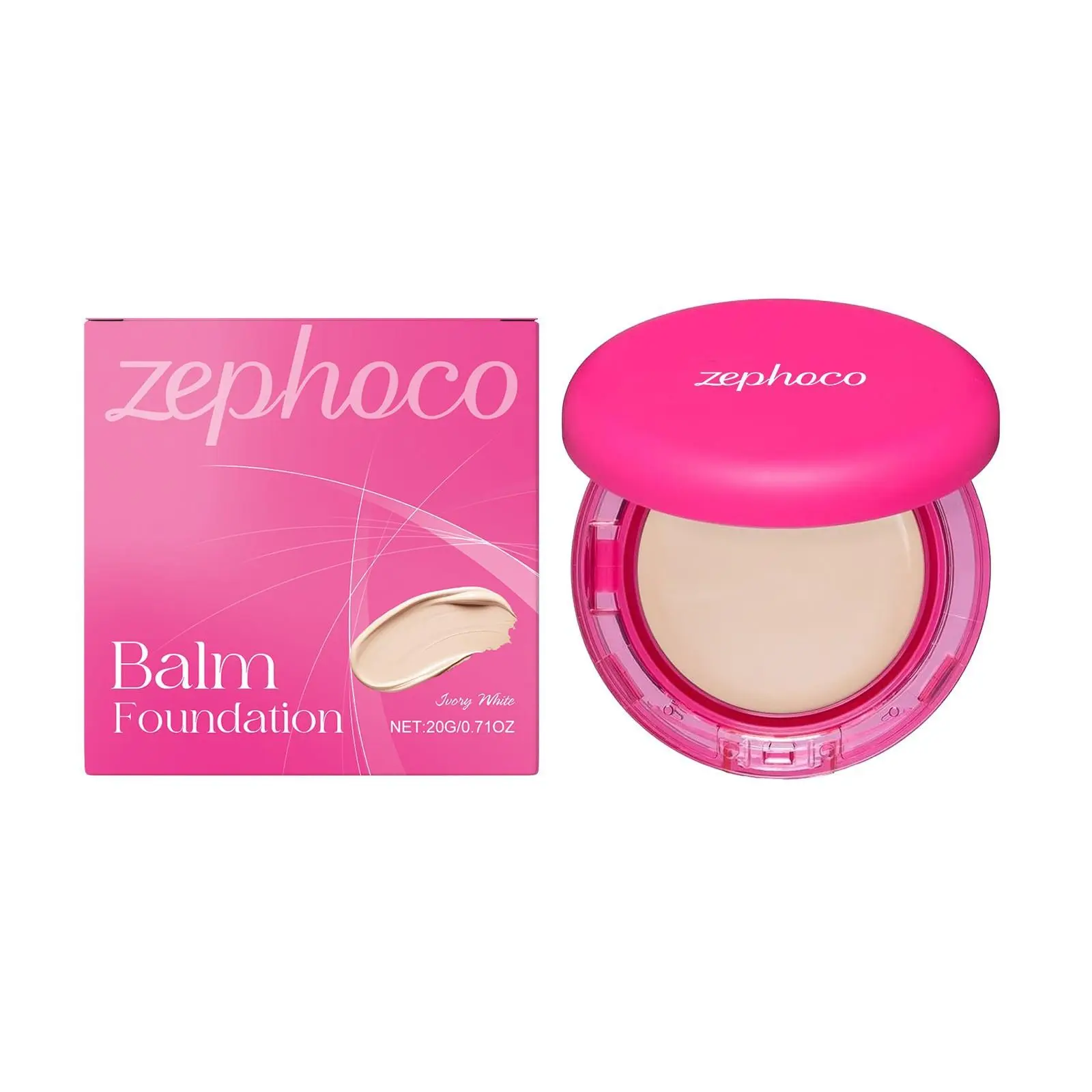 Zephoco Balm Foundation Cream Lightweight Comfortable Moisturizing Nourishing Skin Concealer Long-lasting Natural Non-cakey 20g