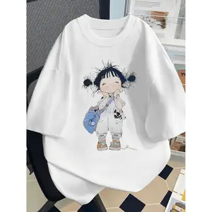 ashion Personality Printed T-Shirt, Spring And Summer Casual Women'S Short-Sleeved Top, Fashion Round Neck Women'S T-Shirt