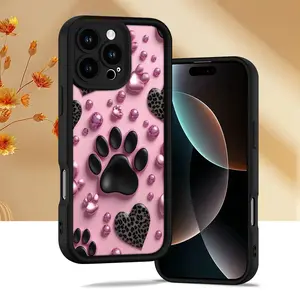 IPHONE Love Paw Print Mobile Phone Case - Compatible with 16 15 14 13 12 11 XS XR X 7 8 Plus Pro Max Mini Protector Screen Protector Astronaut Durable