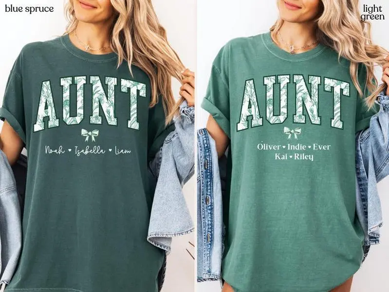 Personalized Aunt Shirt – Custom Floral T-Shirt Gift from Niece or Nephew