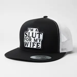 I'm a sl ut for my wife/ ol' lady/ husband hat - more hat options available Black Snapback Flat Bill Hat