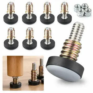 8PCS Furniture Leveler Bottom(20mm Base), Adjust Pads, Table/Chair/Cabinet/Sofa Medium Adjustable Legs Leveling, Nuts Installation and Floor Protection