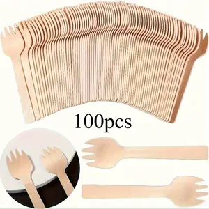 100pcs Disposable Mini Fork, Small Fork Spoon Tableware Mini Cutlery Cake Dessert Ice Cream Fork Spoon for Mardi Gras, Graduation Season, Birthday, Christmas Gathering, Wedding, Camping Tableware