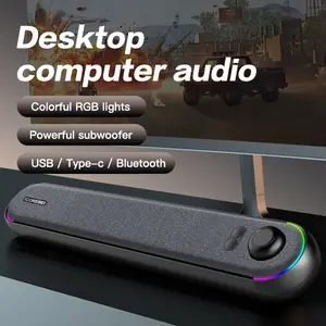 ICOREBEI Desktop Computer Speaker/Soundbar, compatible with Mac, desktop, laptop, tablet, monitor, and PC, plug and play, USB to USB-C power supply and audio transmission; Bluetooth 5.3, RGB lighting, wired gaming speaker.