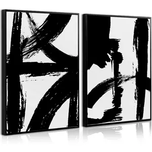Tocliky Black and White Wall Art Abstract Modern Painting Minimalist Line Canvas Wall Art Decor Black And White Poster Abstract Artwork Prints for Living Room Bedroom 24x36 Inch Unframe