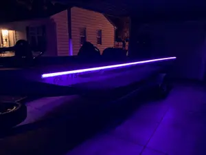 Bright Night 16 Foot UV Black Light with White PCB Background for Fishing, Boat, Yacht, Pontoon, Kayak, John Boat, IP-68 Waterproof, 3M Tape, High-Quality LEDs, 5050 Tri LED,  Fluorescent Line Glow