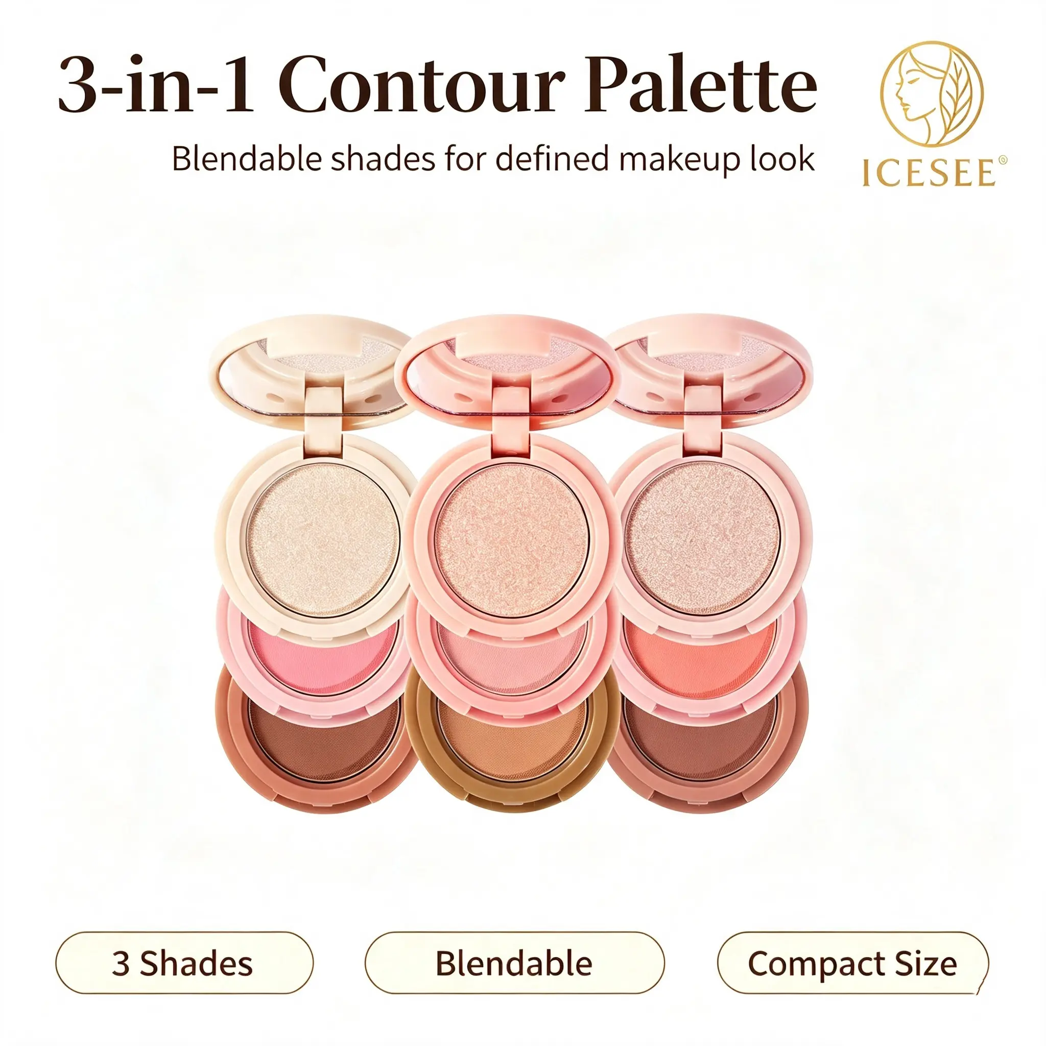 ICESEE 3 in 1 Eyeshadow Stack Beauty Bento Perfect Matching Eye Makeup Palette Available in Single and Duo Pack Options