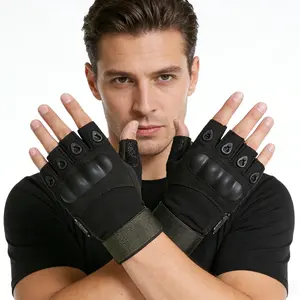 Super Fiber & PVC Half Finger Tactical Gloves, Breathable Summer Outdoor Gloves Anti-Slip Wear-Resistant For Men Women, Motorcycle Cycling Hiking Camping Climbing Training