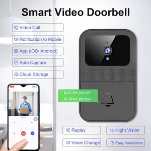1pc Wireless Smart Doorbell With Camera, Support 2.4G Wifi Connected to Smart Phone, Video Call, Auto Capture and Cloud Storage, Night Vision, Voice Change, Smart Home Security System Monitor. (AA battery*3, Not inclueded)