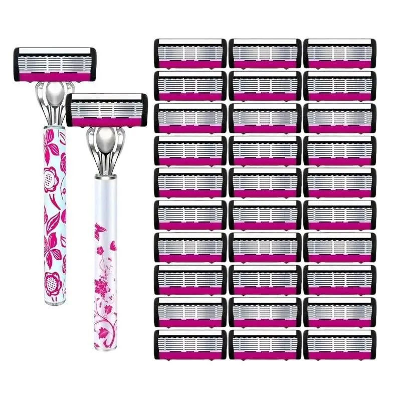 Six-Layer Manual Razor, Non-Slip Design, Suitable for Men and Women, Ideal for Face, Thighs, Armpits, Facial Hair Removal, Essential Hair Removal Tool, Body Groomer Shaver, Body Care, Facial Hair Remover