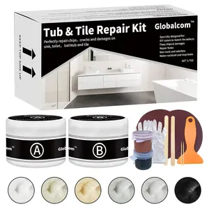 3.7oz Color Match Tub and Fiberglass Shower Porcelain Repair Kit for Cracks Chips Dents Holes, suitable for Porcelain Sink Acrylic Bathtub, available in White Almond Biscuit Bone