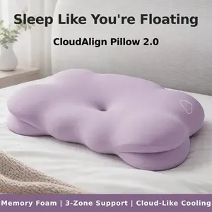 Cooling Cervical Pillow，CloudAlign Pillow 2.0 - Upgraded 3‑Zone Ergonomic Pillow, Cloud‑Like  & Breathable Memory Foam for Neck Discomfort, Side，Back& Stomach Sleepers