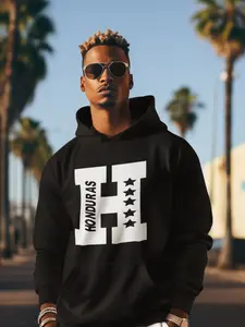 Honduras Hoodie: Stylish and Elegant Pullover with Long Sleeves for Men Casual Unisex Hoodie Sweatshirts Soft Cotton Polyester Blend Blue Style Menswear Tops