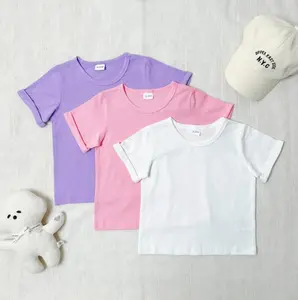 Ready Stock 1-8Years Baby girl short sleeve tshirt baby girl summer tshirt baby girl pink and purple cotton tshirt 32403038