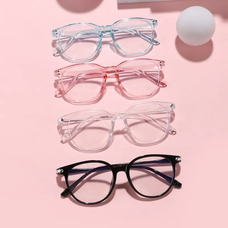 Casual Round Frame Glasses, Anti-Blue Light PC Lens, Candy Color Trendy Eyewear for All Seasons, Lightweight & Durable Design, Round Frame Eyeglasses, Fashion Glasses, Lightweight Frames, Trending Glasses