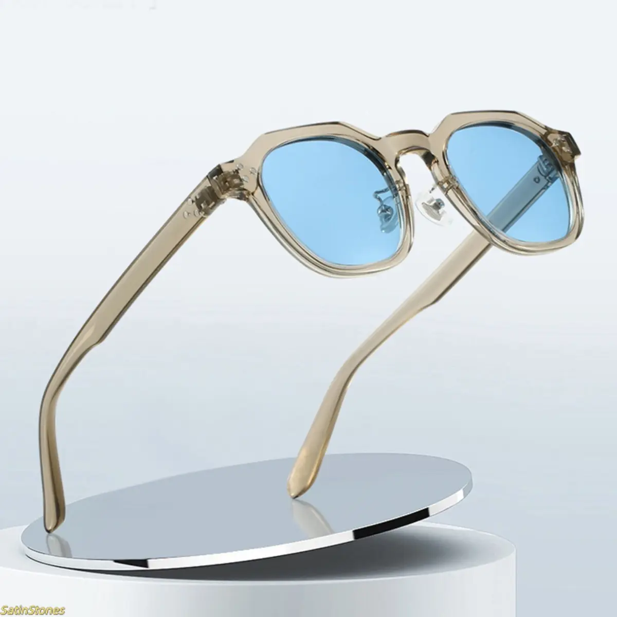 2026 New Men's Natural Material Polarized Sunglasses - Large-Frame Thin Semi-Rimless Edgeless Contemporary Anti-Ultraviolet UV-Protective Sporty Cool Unisex Fashion Eyewear, Edgeless Men's Sunglasses, Anti-Ultraviolet Men's Sunglasses
