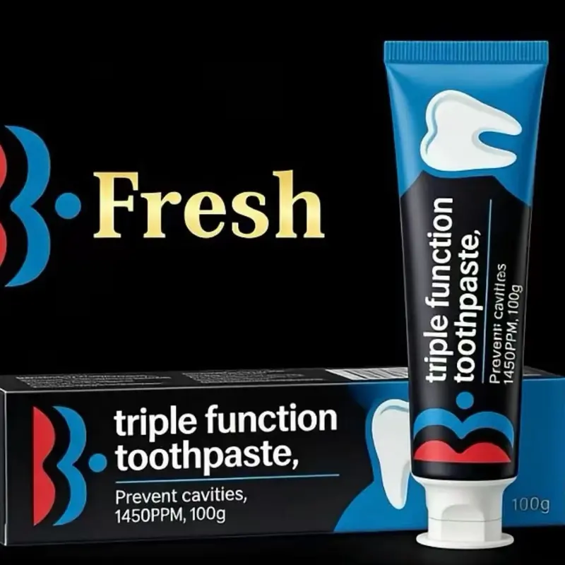 Byenblan Triple Function Toothpaste 100g - 1450PPM Fluoride for Cavities Prevention - 1Pieces - Gentle Daily Oral Care for Strong Teeth & Fresh Breath