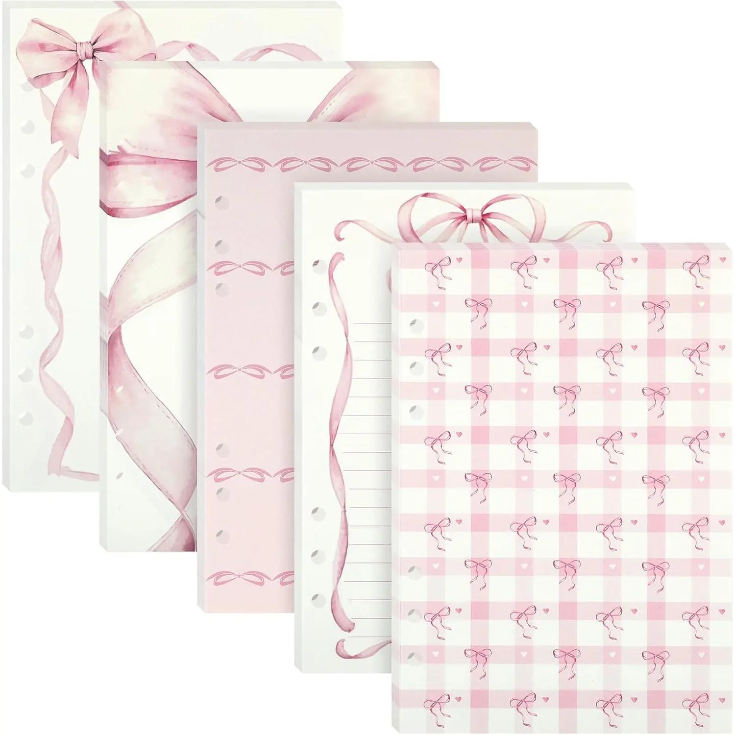 100 Sheets  Bow A5 Refills Paper for Planner Inserts Binder, Thick 6 Hole Notebook Refill, 120GSM Filler Insert Loose Leaf Paper for A5 6 Ring Binder Travel Journal Diary Budget, Lined & Blank