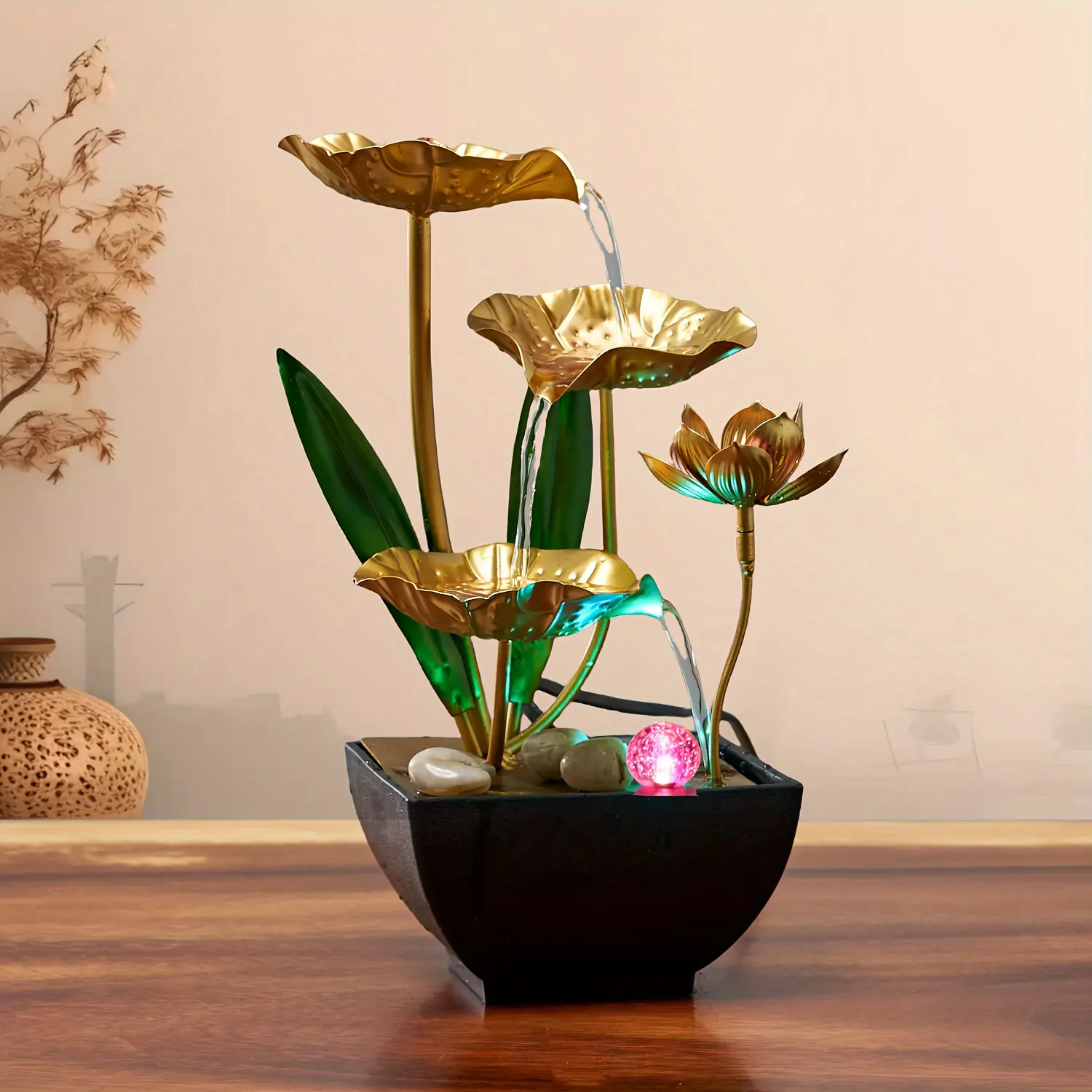 Small Indoor Fountain Air Humidifier Automatic Humidifier Desktop Decoration, Perfect for Living Room & Bedroom Relaxation Craftsmanship Humidifier Atmosphere Light Humidifier For Home