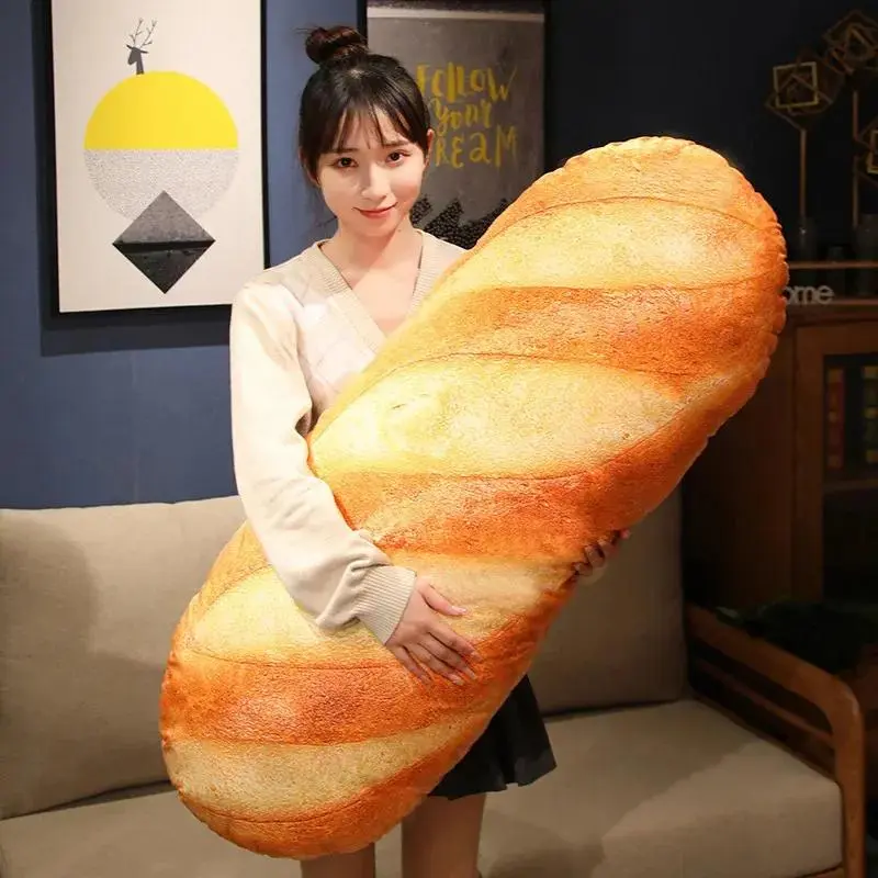 Cute French Bread Food Shape Soft Plush Pillow - Lightweight Huggable Sleeping Companion, Kawaii Stuffed Toy, Whimsical Home Decor, Room Decor Gift