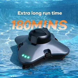 Cordless Robotic Pool Cleaner, Lasts Up to 180 Minutes, Automatic Pool Cleaning, Auto Stops, Ideal for Above Ground Pools