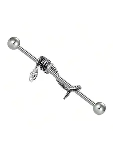 14g Medical Steel Industrial Barbell Conch Ear Cuff, 316L Snake Shape Industrial Barbell Conch Ear Cuff, Women's Body Piercing Jewelry