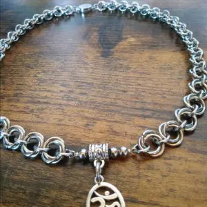 Rose Weave Chainmail Necklace with Aum Pendant