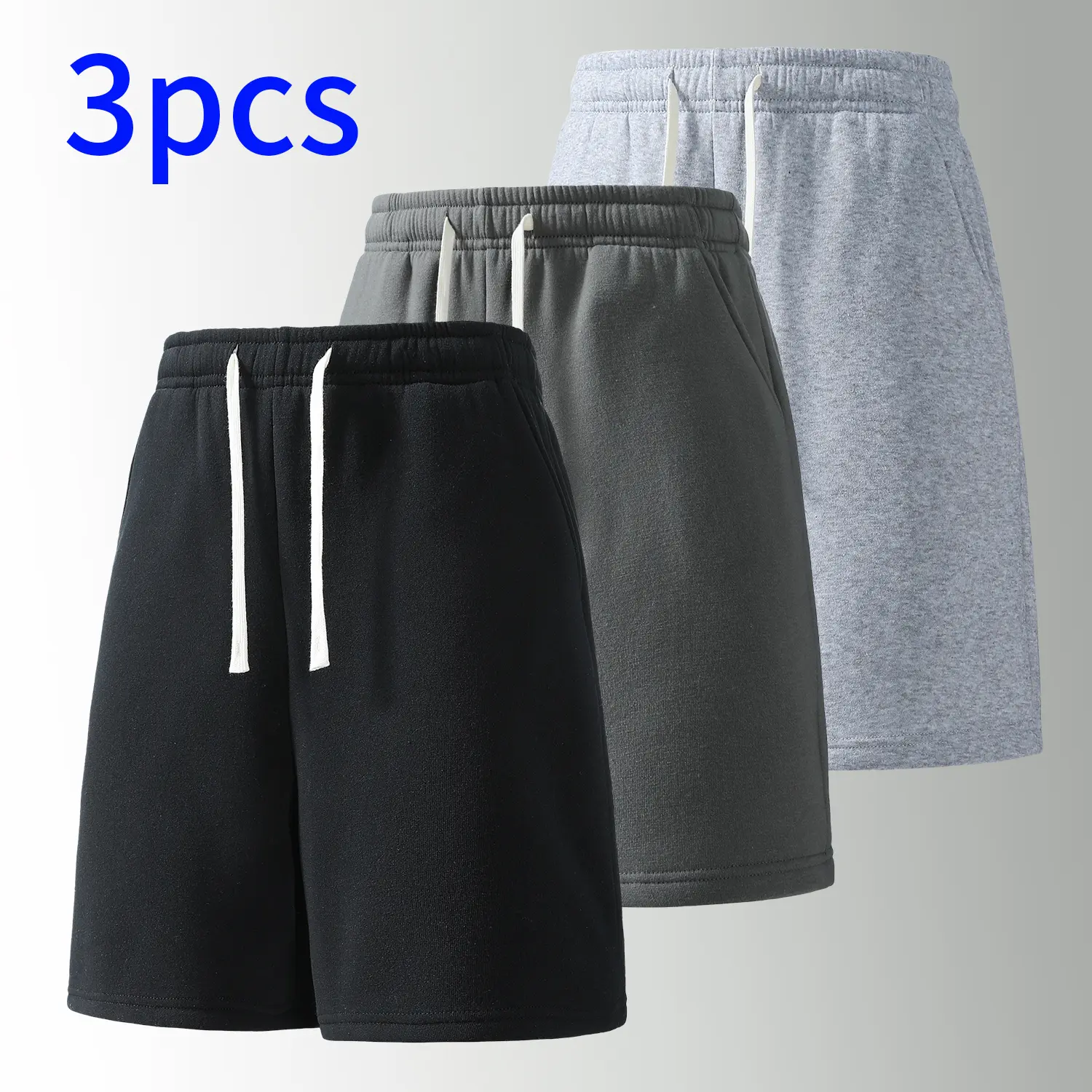 3-Pack ， men’s shorts: elastic waistband drawstring 5‑inch casual shorts; minimalist solid‑color running shorts that are easy to match; suitable for summer daily commuting, work, outdoor sports, and indoor workouts.