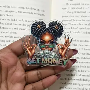 Get Money Kindle Grip, Rich Girl Kindle Accessories, Phone Holder For Her, Beautiful Melanin Girl With Money