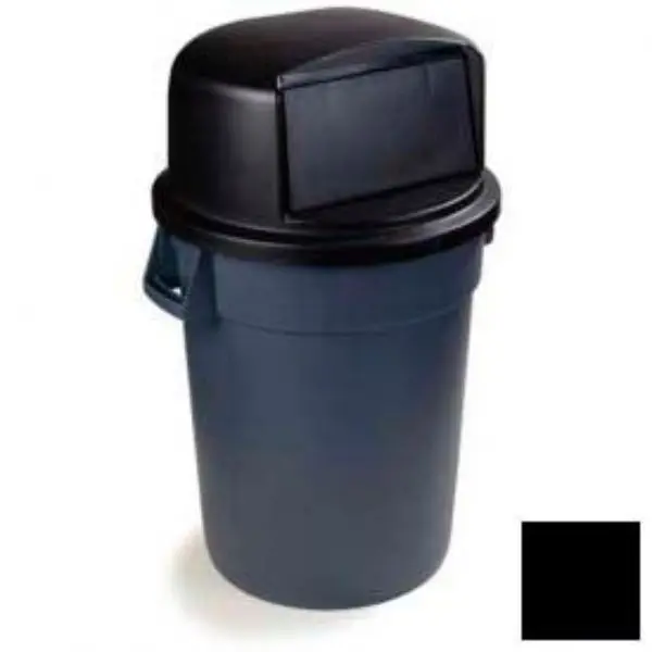 Carlisle B642179 HDPE Plastic 32gal NSF Certified Round Sanitary Maintenance Waste Container - Black Dome Sanitary Lid with Hinged Door, Mid-Size Outdoor Bin