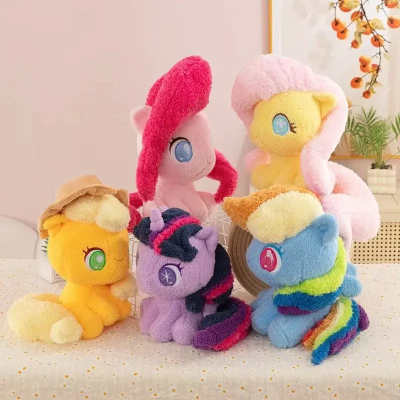 Cute Pony Inspired Plush Toy, Soft Curly Fleece Stuffed Animal, Cartoon Pony Plush Doll, Kawaii Collectible, Birthday Christmas Gift for Girls Kids