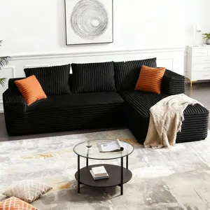 【2-box delivery】106" Modular Couch -Boneless Couch for Small Spaces️ ️, Soft Corduroy Fabric with Deep Seat Design, Cloud Sectional Couches for Living Room Bedroom - Zero Assembly Cloud Sofa Bed