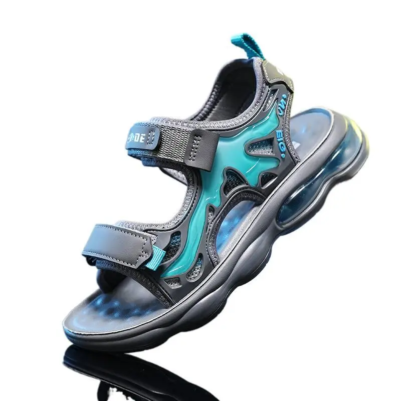 Kids' PU Leather & EVA Outdoor Sandals - Adjustable Straps, Casual Sport Style, Unlined Multi-Size Fabric Footwear for Summer Beach Playtime