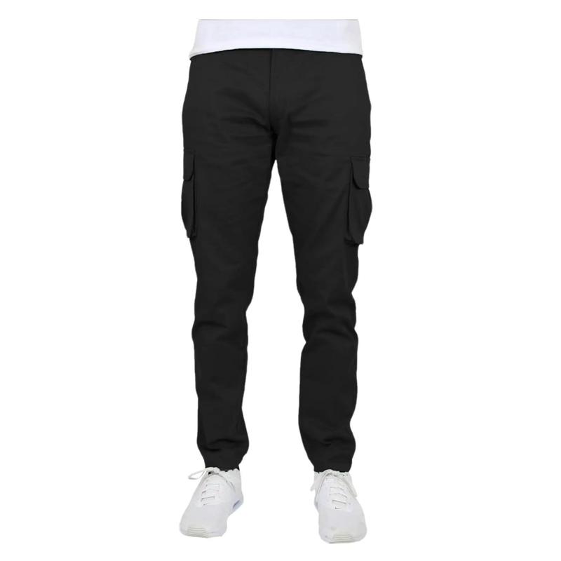 3-Pack Men's Flex-Stretch  one size down for a perfect fit.   Cotton Cargo Pants 31-Inch Inseam  FSH- Comfortable Durable Plain Design in Black Khaki & Navy Blue