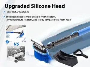 IOVELOMENT P449 4-in-1 Extendable Snow Brush, Ice Scraper & Snow Shovel Kit for Cars – Telescopic Aluminum Pole, 270° Pivoting Head, Scratch-Free Bristles