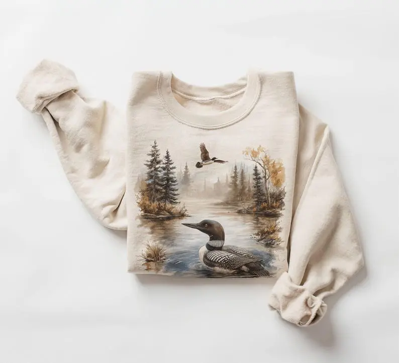 Retro 90's Common Loon Vintage Birdwatching Unisex Sweatshirt
