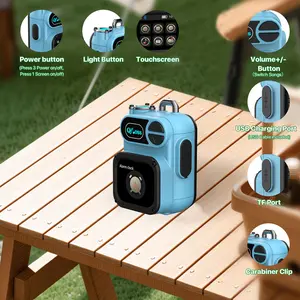 Qiloss portable Bluetooth speaker is fitted with lanyard and hook, supports Type-C fast charging and has long battery life. It delivers HD stereo sound and is built with trendy RGB ambient lights.