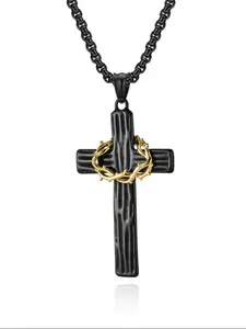 Men's Cross Pendant Necklace, Stainless Steel Jewelry for Party, Daily Clothing Decor, Trendy All-match & Exquisite Jewelry for Birthday Gift, Cross Chain Design