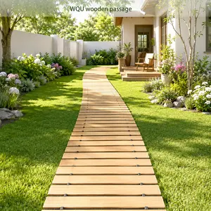 Roll Up Wooden Walkway - Weather-Resistant, Non-Slip Outdoor Aesthetic Aisle Runners, Portable No-Dig Pathway for Lawn, Beach