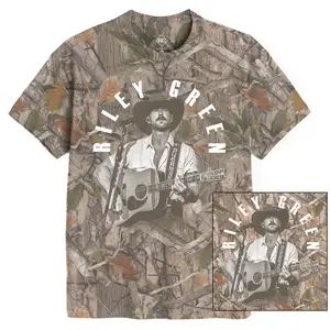 Riley Green Concert Tour Camo Shirt - Vintage Country Music Graphic Tee Real Tree Camouflage Short Sleeve T-Shirt Southern Aesthetic