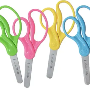 4-Pack Westcott Kids' Left or Right Handed 5” Hard Handle Blunt Edge Scissors