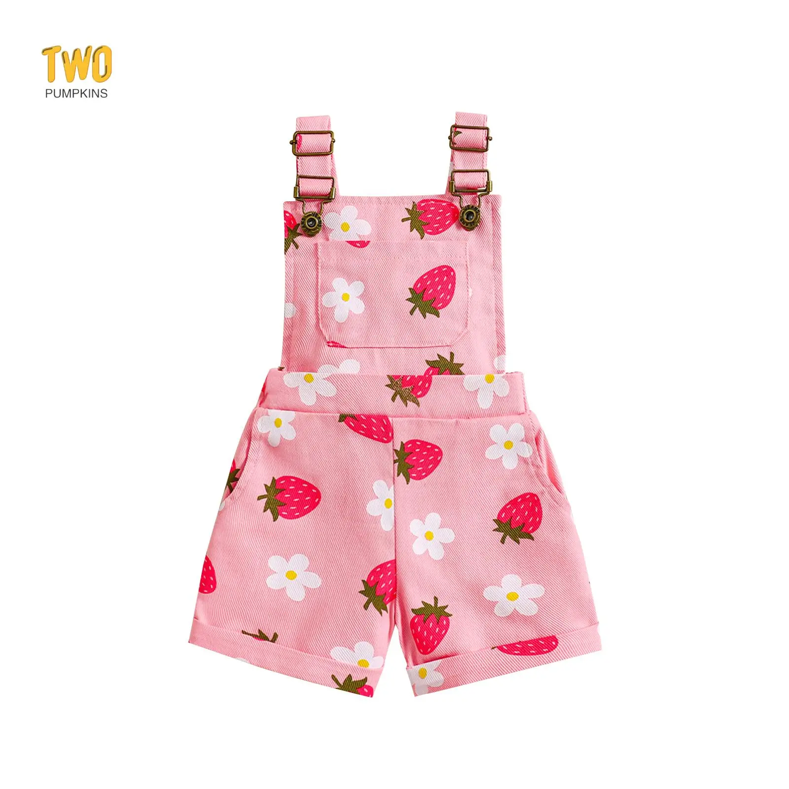 Little Girl Denim Overalls Flower/strawberry Print Jeans Overalls Strap Suspender Shorts Outfit Pink Summer Clothing Set Toddler Baby Boy Clothes Baby Clothes Girl Baby Stuff