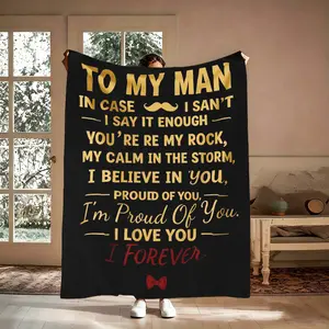 To My Man Romantic Quote Blanket, 1 Count Soft Warm Flannel Throw Blanket, Cozy Nap Blanket for Boyfriend Husband Gift