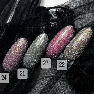 Diamond Gel 27 - Shimmering Self-leveling Gel Builder Gel Nail Polish in Dark Purple, Black, and Light Purple with Sparkling Finish Durable Manicure Cutics Cosmetic