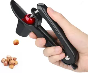 Cherry Pitter, Heavy-Duty Olive and Cherry Pitters Corer Tool with Space-Saving Lock Design, Multi-Function Cherries Stoner Seed Remover Tool for Making Cherry Jam (Black)
