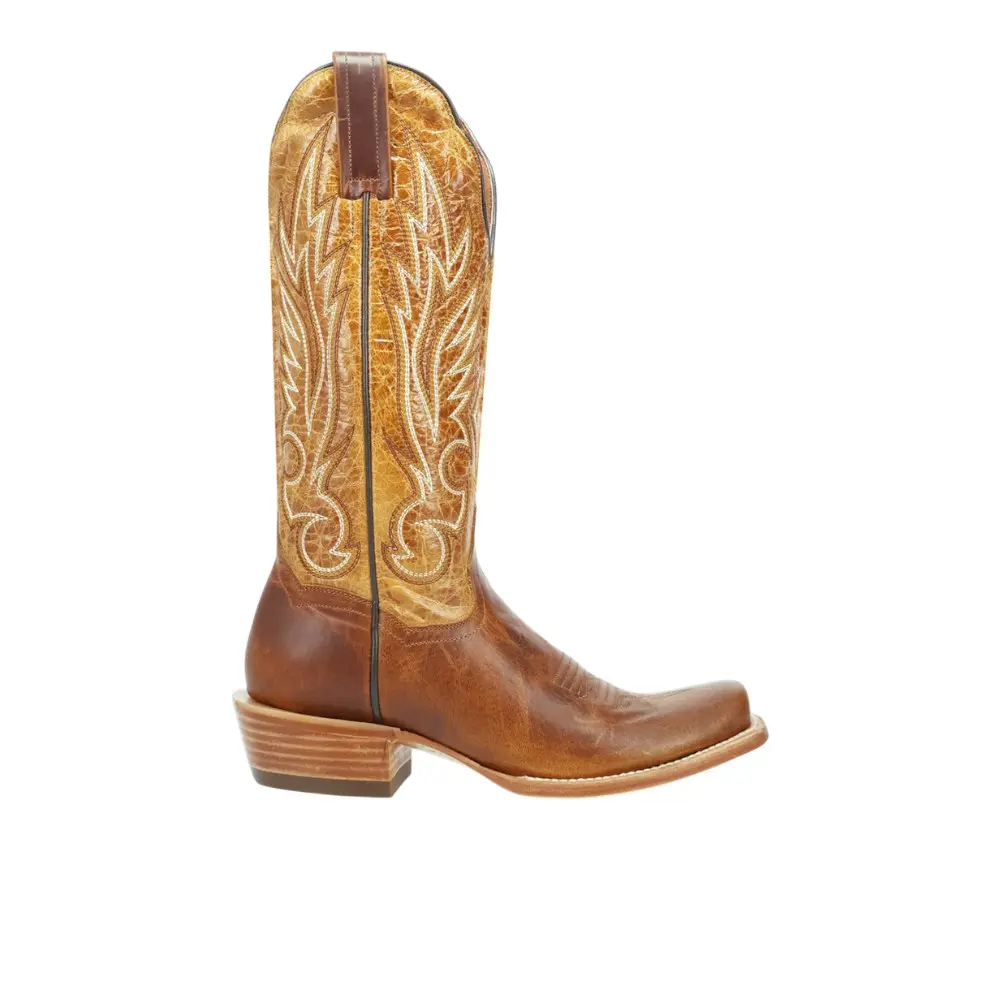 Dan Post Boots Womens Amber Embroidered Trail Pull On Square Toe  Casual Boots Mid Calf Low Heel 1-2" - Brown