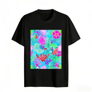 Colorful Tropical Print Women's T-Shirt Floral And Coral Design Summer Beach Wear Gift For Her
